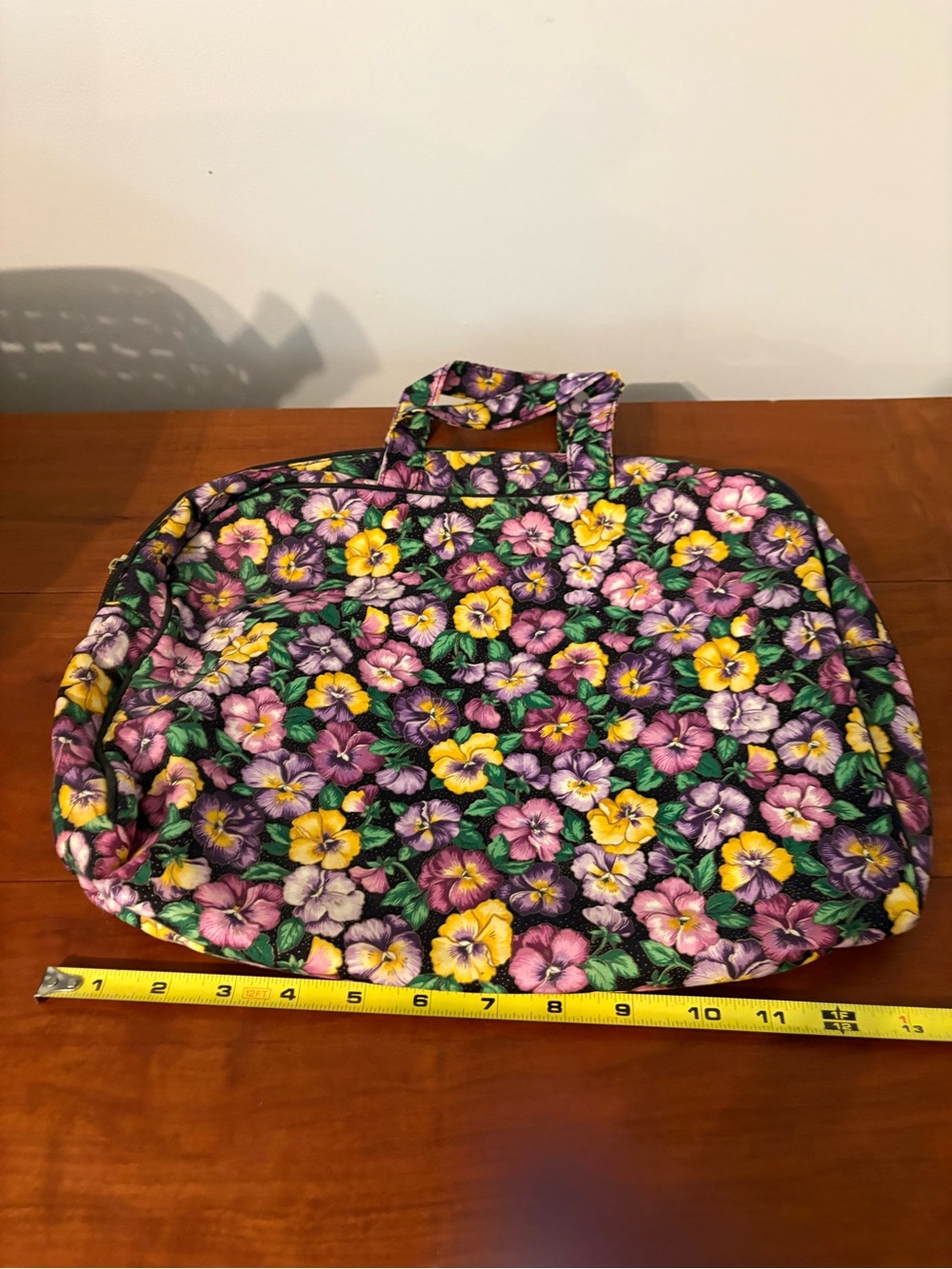 Vintage Pansy Floral Travel Garment Bag & Makeup Case Ted Lapidus Paris - Picture 6 of 12